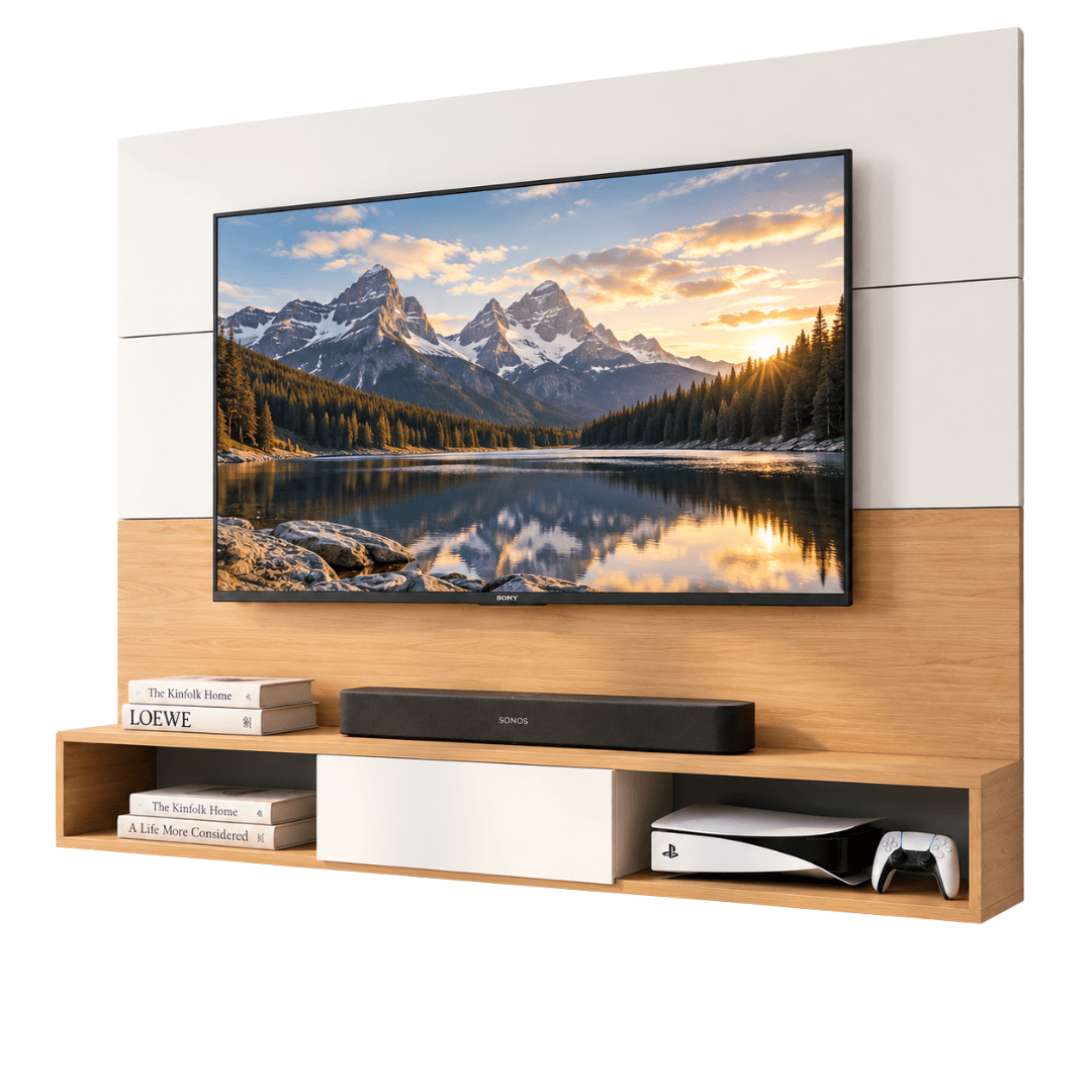 Panel Flotante 1.63 Mts - Roble Kendal con Blanco, imagen 1 de 1